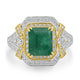 2.65ct Emerald Ring with 0.62tct Diamonds set in 18K Two Tone Gold