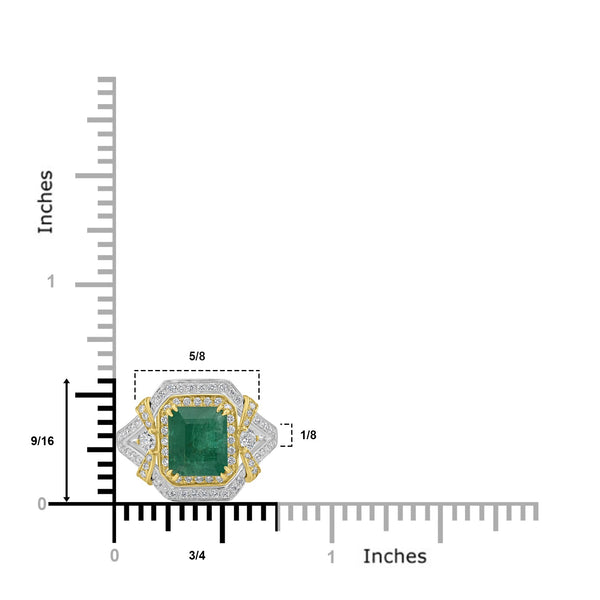 2.65ct Emerald Ring with 0.62tct Diamonds set in 18K Two Tone Gold