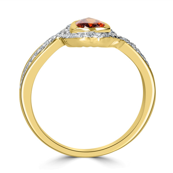 1.40ct Spessartite Garnet Ring with 0.19tct Diamonds set in 14K Yellow Gold