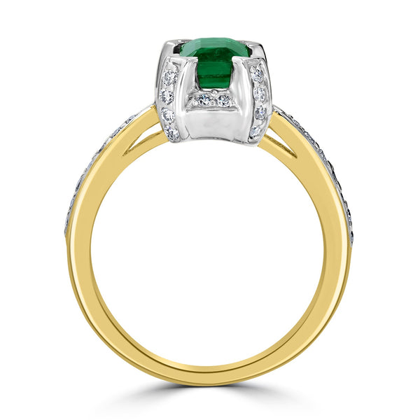 0.75ct Emerald Ring with 0.35tct Diamonds set in 14K Two Tone Gold