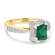 0.75ct Emerald Ring with 0.35tct Diamonds set in 14K Two Tone Gold