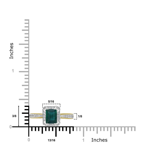 0.75ct Emerald Ring with 0.35tct Diamonds set in 14K Two Tone Gold