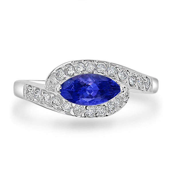 0.45ct Tanzanite Ring with 0.32tct Diamonds set in 14K White Gold