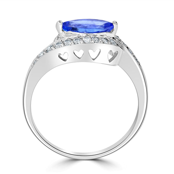 0.45ct Tanzanite Ring with 0.32tct Diamonds set in 14K White Gold