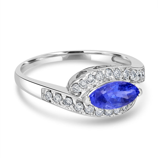 0.45ct Tanzanite Ring with 0.32tct Diamonds set in 14K White Gold