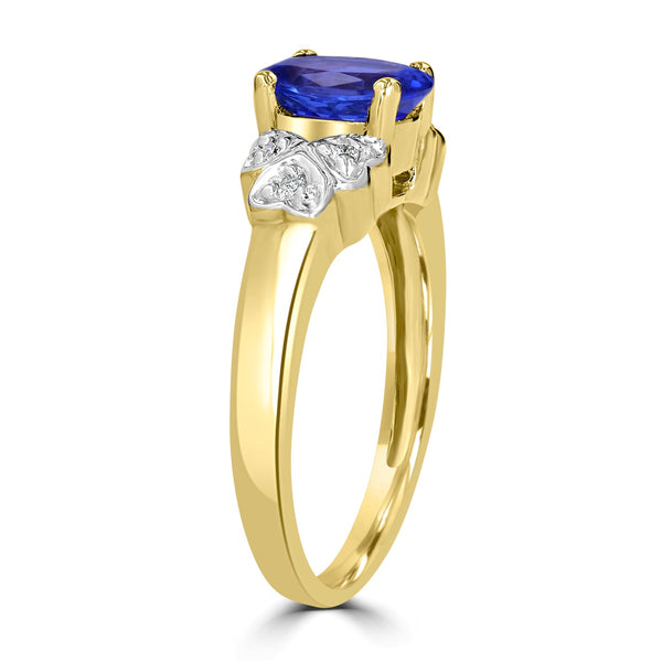 1.05ct Tanzanite Ring with 0.05tct Diamonds set in 14K Two Tone Gold