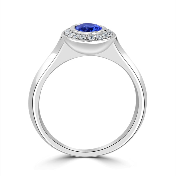 0.93ct Tanzanite Ring with 0.14tct Diamonds set in 14K White Gold