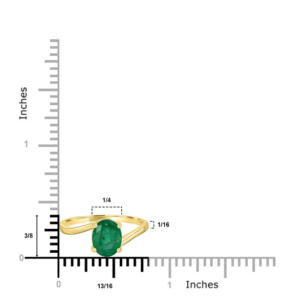 1.28ct Emerald Ring set in 14K Yellow Gold