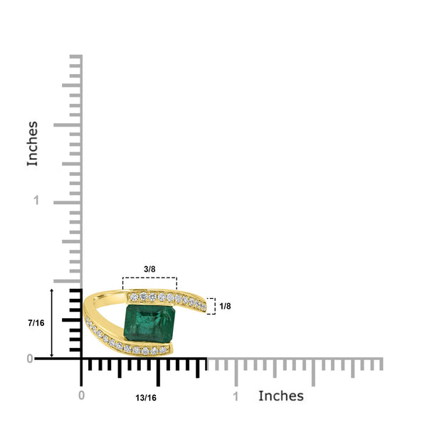 1.95ct Emerald Ring with 0.26tct Diamonds set in 18K Yellow Gold