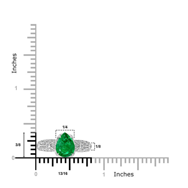 1.39ct Emerald Ring with 0.31tct Diamonds set in 14K White Gold