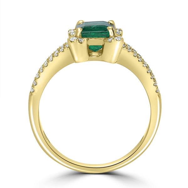 1.53ct  Emerald Rings with 0.2tct Diamond set in 14K Yellow Gold