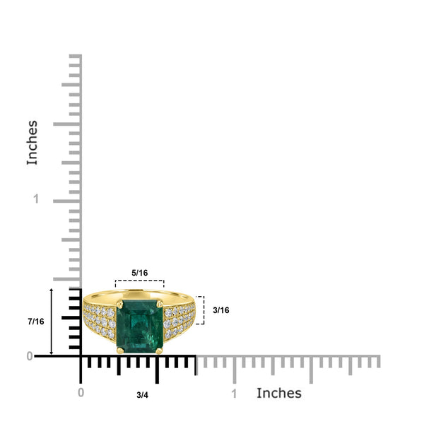 3.75ct Emerald Ring with 0.43tct Diamonds set in 14K Yellow Gold