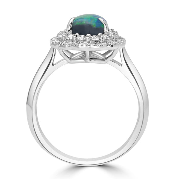 1.97ct  Opal Rings with 0.48tct Diamond set in 14K White Gold