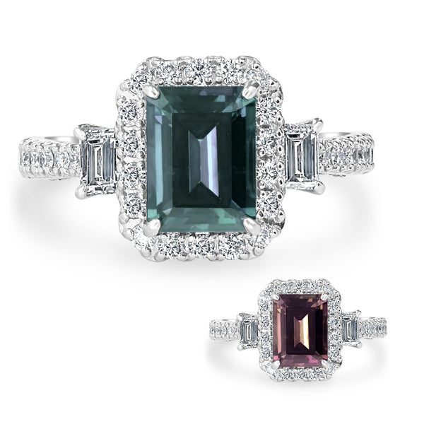 1.99ct Alexandrite Ring with 0.75tct Diamonds set in Platinum