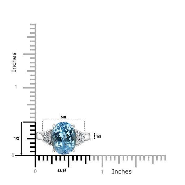 3.5ct Aquamarine Ring with 0.1tct Diamonds set in 14K White Gold