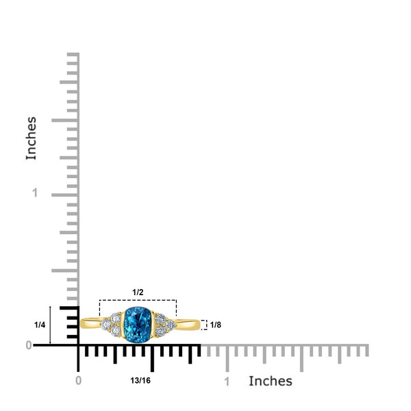 2.55ct Blue Zircon Ring with 0.21tct Diamonds set in 14K Yellow Gold