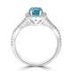 2.25ct Blue Zircon Ring with 0.45tct Diamonds set in 14K White Gold