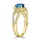 2.14ct Blue Zircon Ring with 0.24tct Diamonds set in 14K Yellow Gold