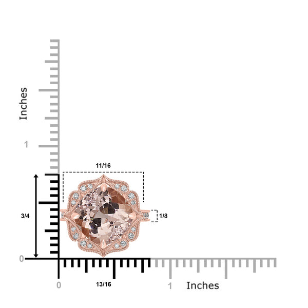 5.8ct Morganite Rings with 0.35tct Diamond set in 14K Rose Gold