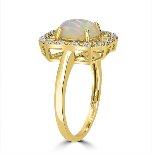 1.02ct Opal Ring with 0.07tct Diamonds set in 14K Yellow Gold