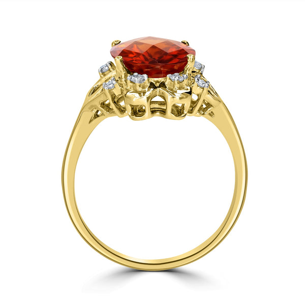 2.80ct Citrine Ring with 0.10tct Diamonds set in 14K Yellow Gold