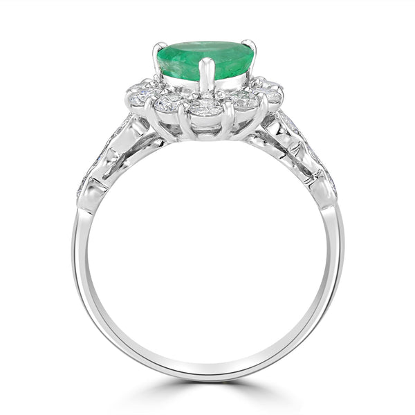 1.35ct Emerald Ring with 1.14tct Diamonds set in Platinum