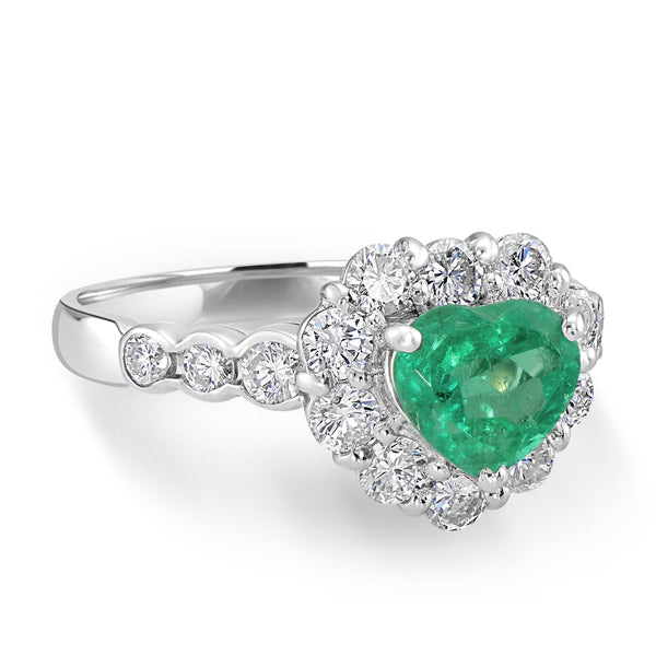 1.35ct Emerald Ring with 1.14tct Diamonds set in Platinum