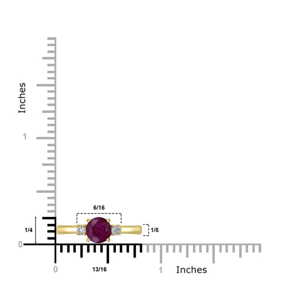 1.04ct Ruby Ring with 0.09tct Diamonds set in 14K Yellow Gold