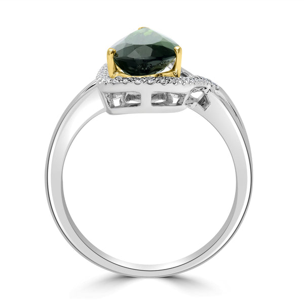 3.76ct  Indicolite Rings with 0.15tct Diamond set in 14K White Gold