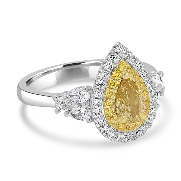 0.51tct Yellow Diamonds Rings with 0.82tct white diamonds set in 14kt two tone gold