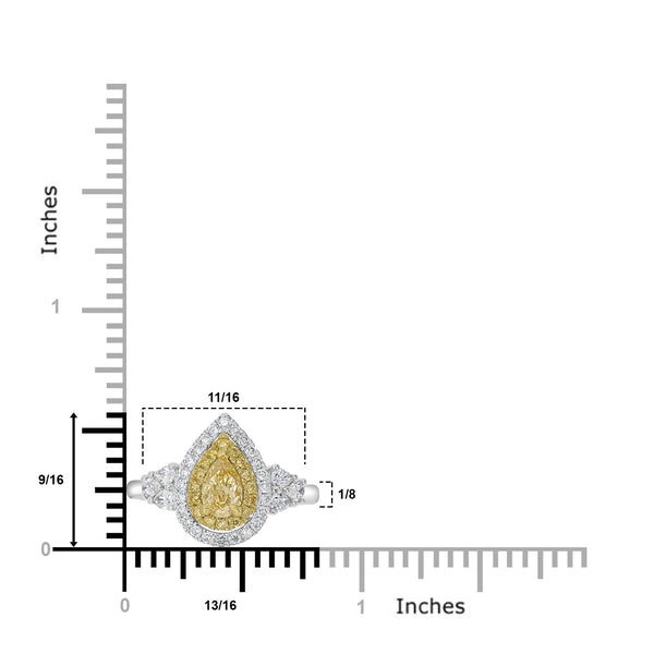 0.51tct Yellow Diamonds Rings with 0.82tct white diamonds set in 14kt two tone gold