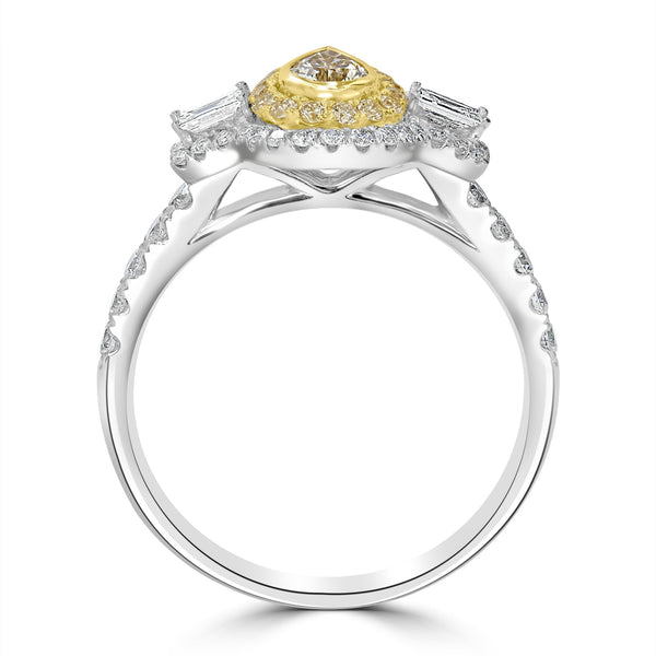 0.25ct Yellow Diamond Ring with 0.73tct Diamonds set in 14K Two Tone Gold