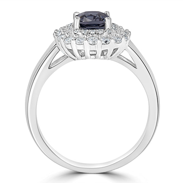 1.15ct Spinel Ring with 0.4tct Diamonds set in 14K White Gold