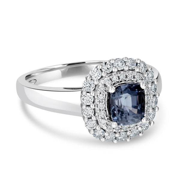 1.15ct Spinel Ring with 0.4tct Diamonds set in 14K White Gold