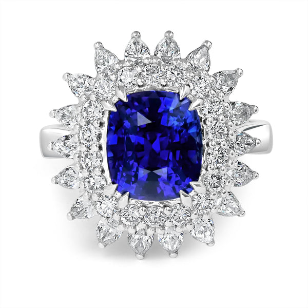 4.91ct Sapphire Ring with 1.68tct Diamonds set in 18K White Gold