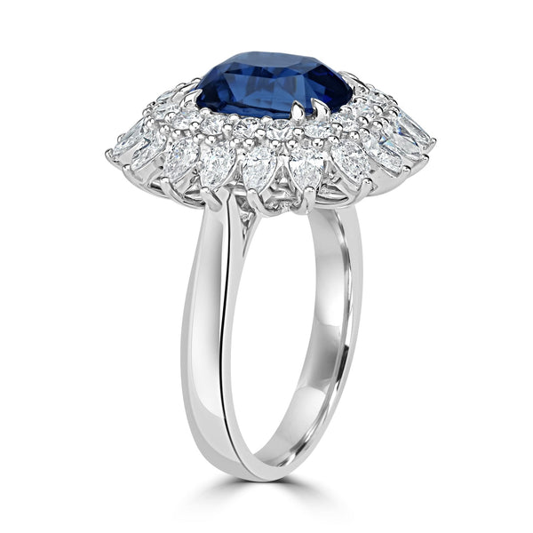 4.91ct Sapphire Ring with 1.68tct Diamonds set in 18K White Gold