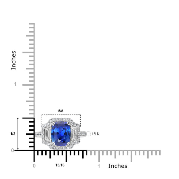 3.04ct Sapphire Ring with 0.88tct Diamonds set in 18K White Gold