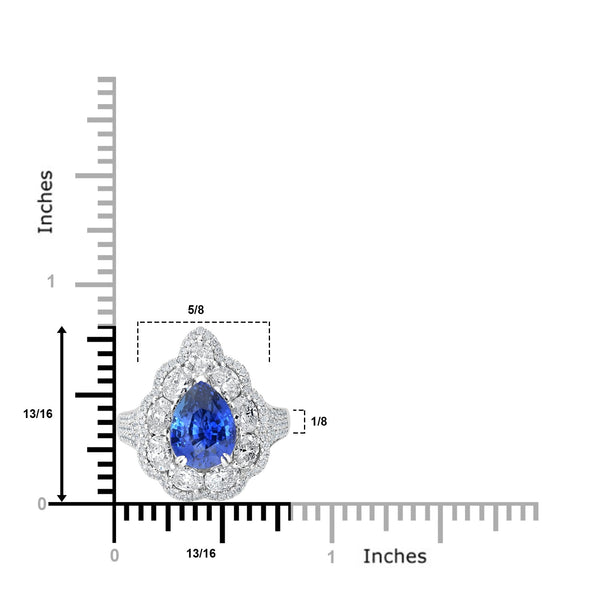 3.51ct Sapphire Ring with 1.81tct Diamonds set in 18K White Gold