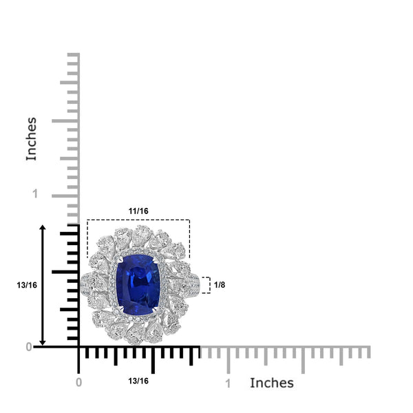 4ct Sapphire Ring with 2.89tct Diamonds set in 18K White Gold