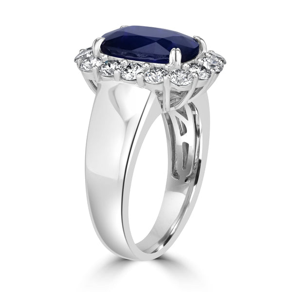 5.08ct Sapphire Ring with 1.18tct Diamonds set in 18K White Gold