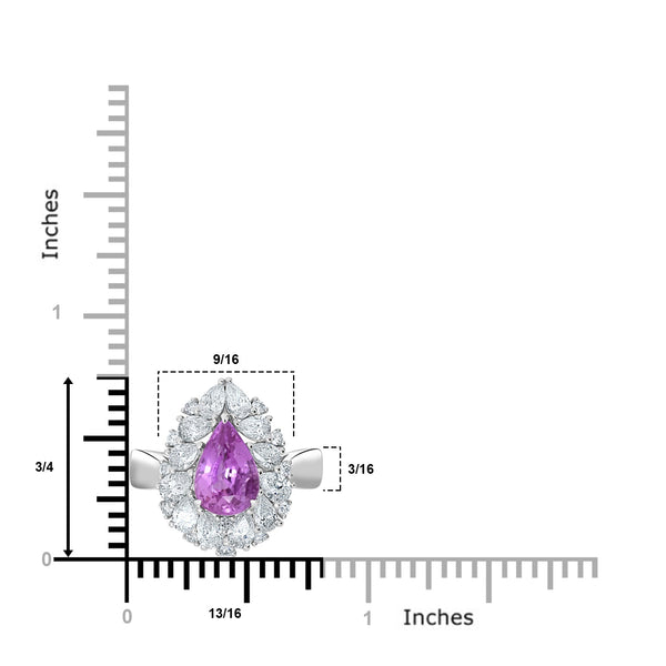 2.16ct Pink Sapphire Ring with 1.37tct Diamonds set in 18K White Gold