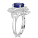 2.6ct Blue Sapphire Rings with 0.55tct Diamond set in Platinum White Gold