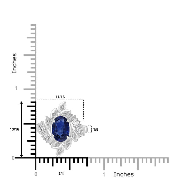 2.6ct Blue Sapphire Rings with 0.55tct Diamond set in Platinum White Gold