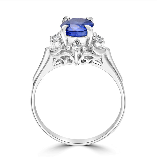 1.5ct Blue Sapphire Rings with 0.13tct Diamond set in Platinum 900