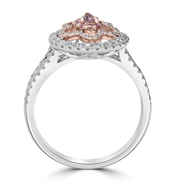 0.1ct Pink Diamond Ring with 0.61tct Diamonds set in 14K Two Tone Gold