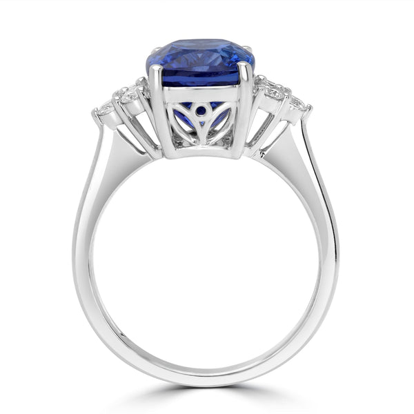 5.19ct  Tanzanite Rings with 0.29tct Diamond set in 18K White Gold