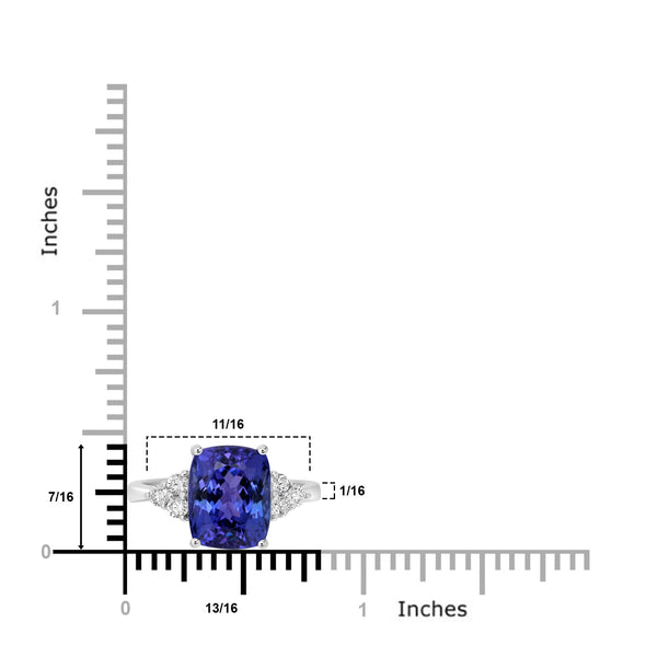 5.19ct  Tanzanite Rings with 0.29tct Diamond set in 18K White Gold