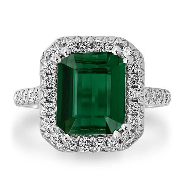 3.49ct Tourmaline Ring with 0.48tct Diamonds set in 14K White Gold