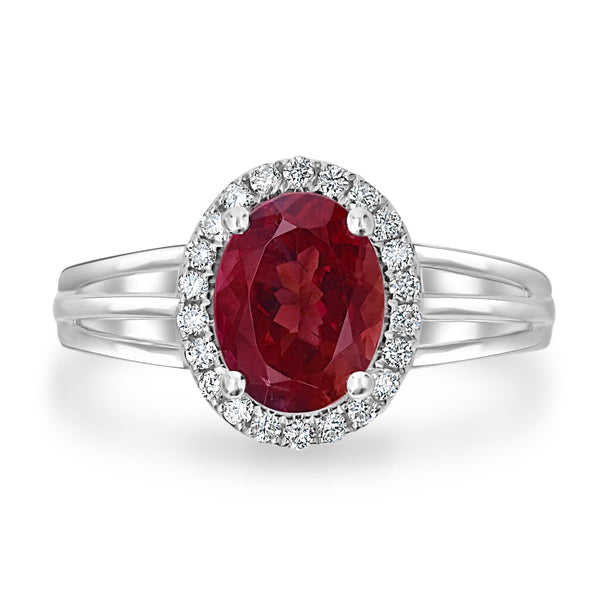 1.71ct Tourmaline Ring with 0.17tct Diamonds set in 14K White Gold