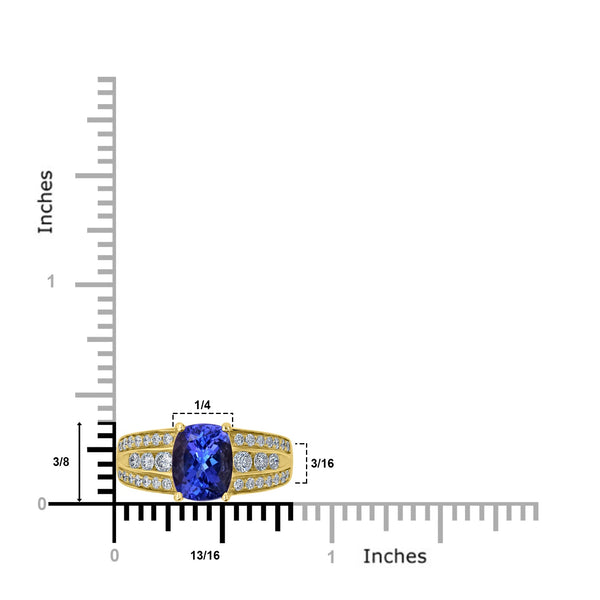 2.26ct Tanzanite Ring with 0.43tct Diamonds set in 14K Yellow Gold